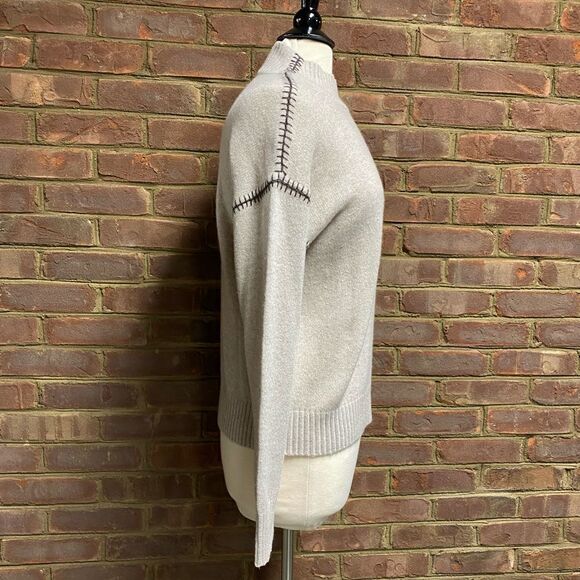 MinnieRose Beige Cashmere Mock-neck Pullover Sweater NWT - Picture 3 of 8